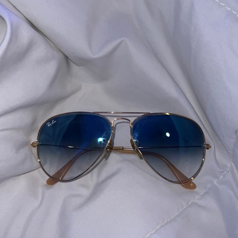 Ray-Ban 58MM aviator sunglasses GOLD/ BLUE Gradient
